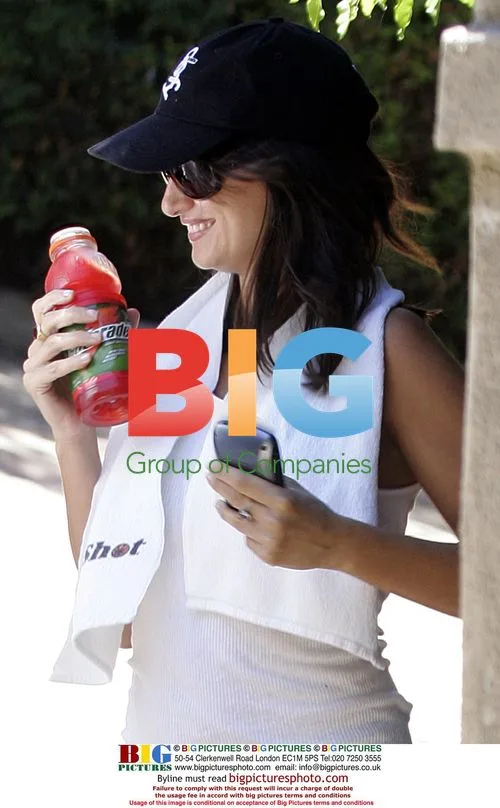 Penelope Cruz with Gatorade after workout