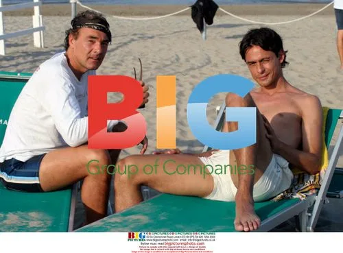 Pippo Inzaghi & Massimo Giletti on beach