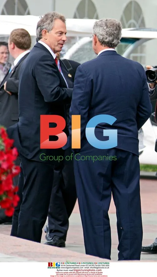 Blair and Bush Arrive at G8 Summit