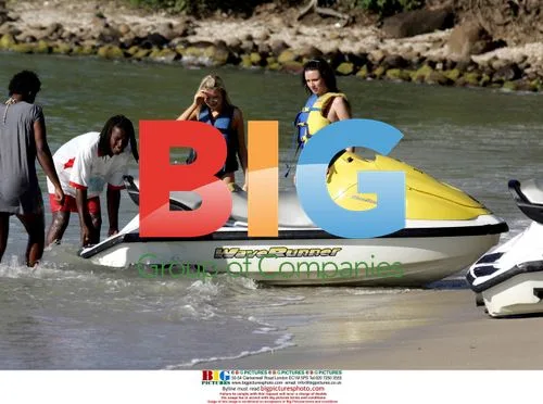 Stunnas Howard and Marshall cool off on jetski
