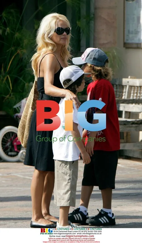 Pamela Anderson with sons at airport