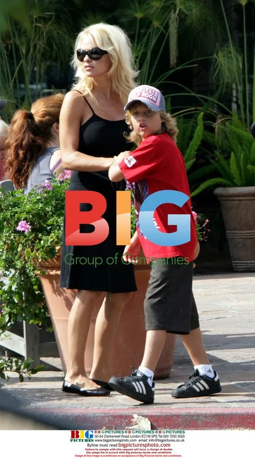 Pamela Anderson with sons at airport