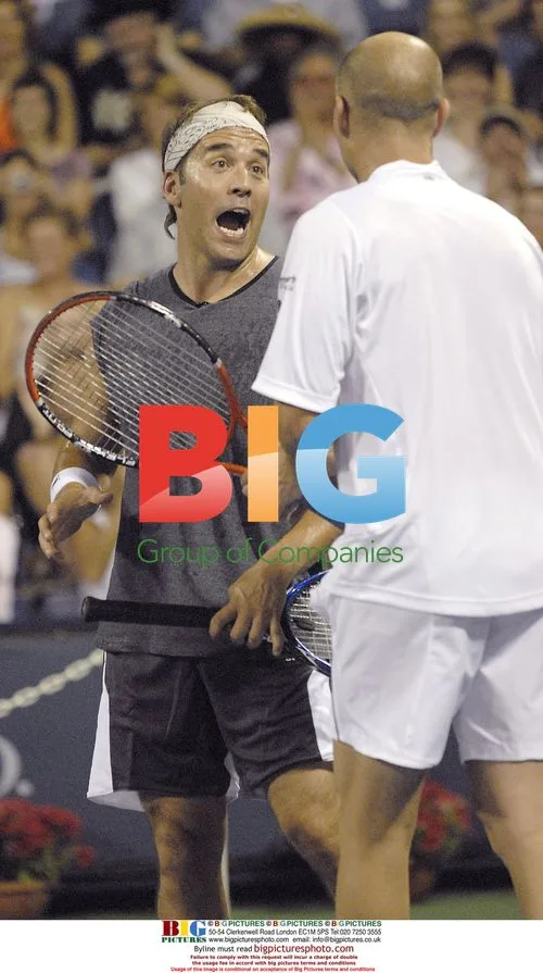 Andre Agassi and Jeremy Piven at Gibson/Baldwin 'Night at the Net'