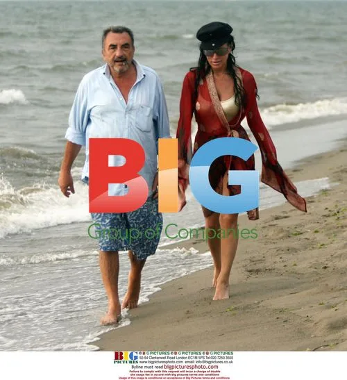 Nancy Dell'Olio on beach in Italy
