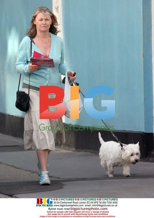 Sue Cook walks dog in North London