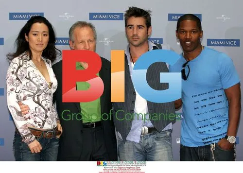 Colin Farrell, Jamie Foxx, Gong Li and Michael Mann at Miami Vice Berlin Photocall
