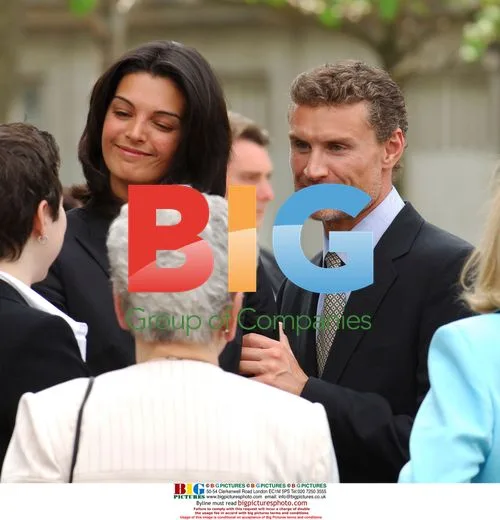 David Coulthard and Karen Minier at Jacques Villeneuve's wedding