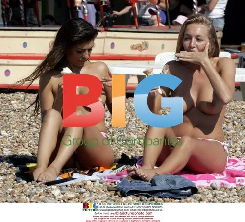 Hayley Marie and Claire strip down on beach