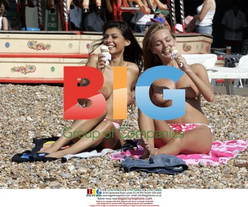 Babes Hayley Marie and Claire strip down on the beach