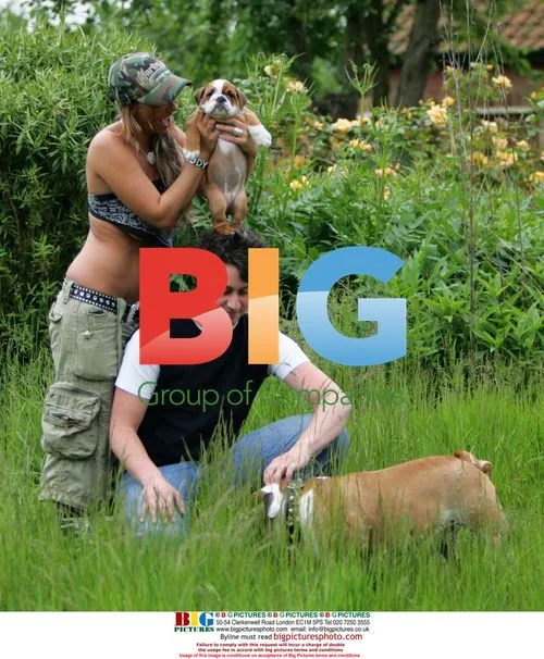 Jodie Marsh out with friend Russ and dogs