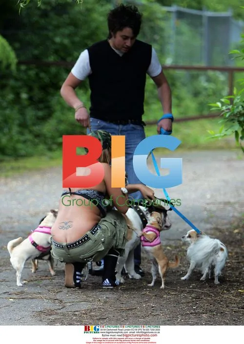 Jodie Marsh out with friend walking dogs