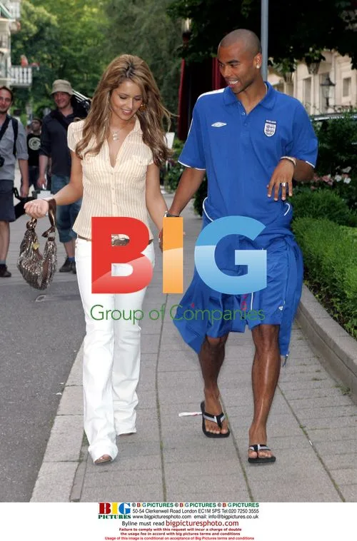 Footballer Ashley Cole and fiancee Cheryl Tweedy in Baden Baden