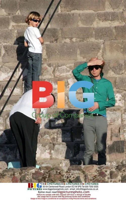 Mick Jagger and son Luca at Teotihuacan pyramids, Mexico