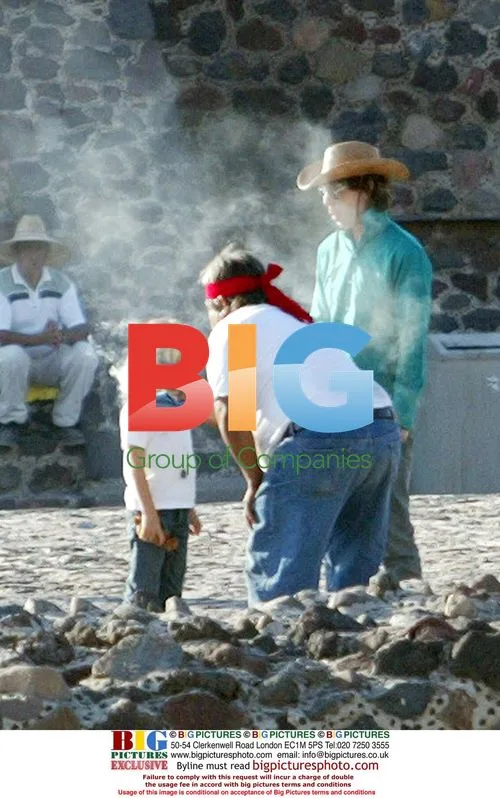 Mick Jagger and son Luca in Teotihuacan, Mexico