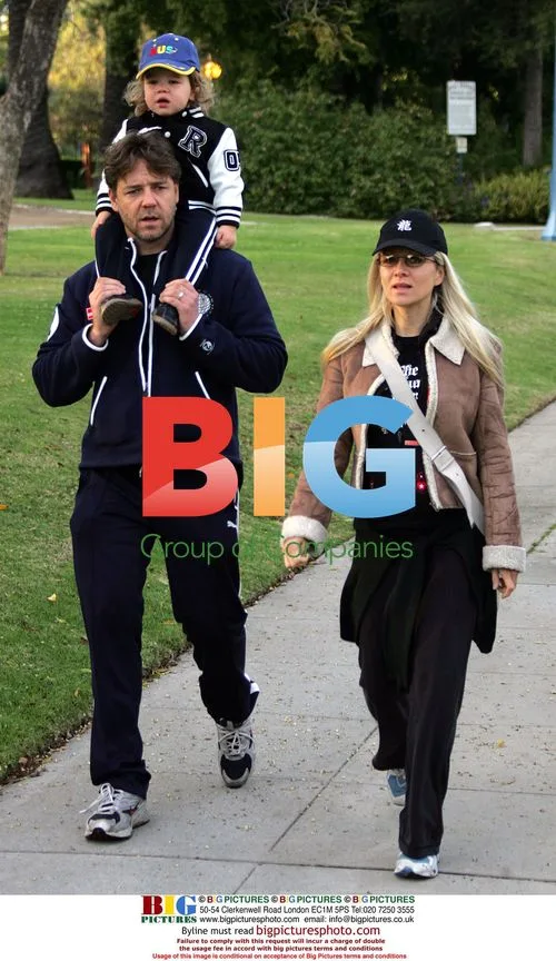 Russell Crowe and family at Beverly Hills Hotel