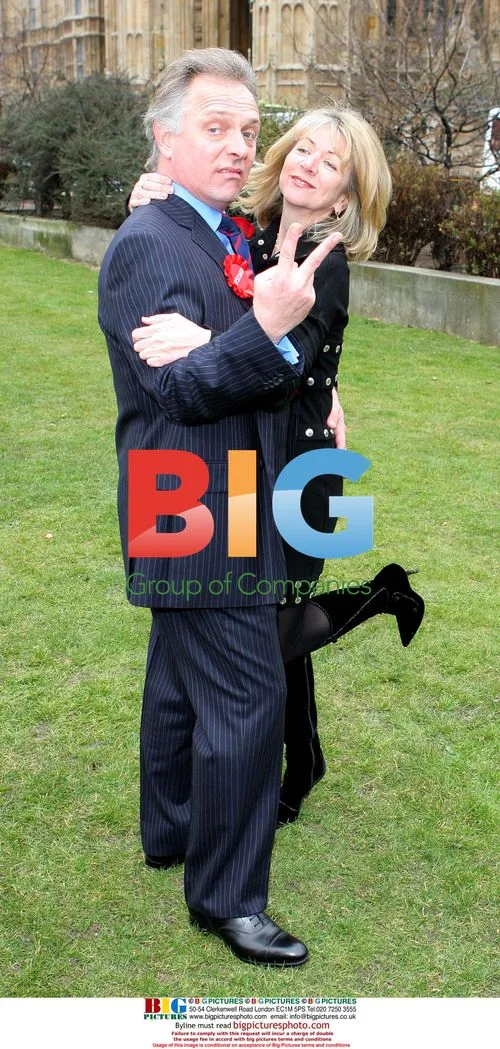 Rik Mayall and Marsha Fitzalan at 'The New Statesman' photocall