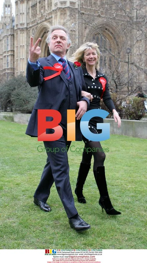 Rik Mayall and Marsha Fitzalan at photocall for "The New Statesman"