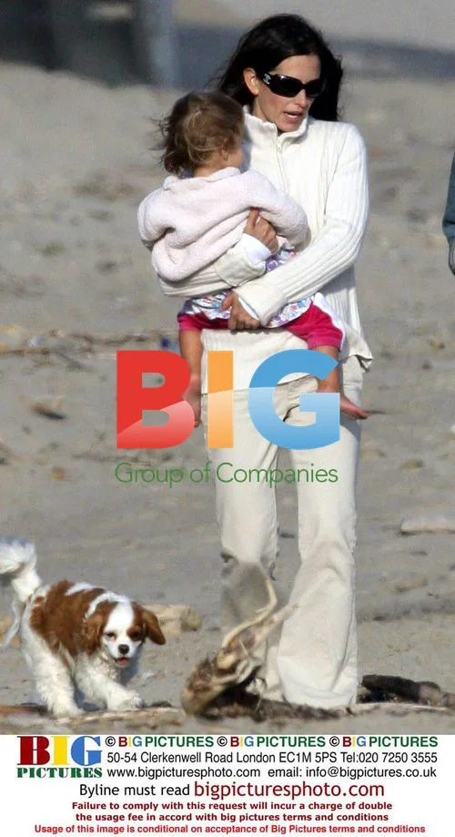 Courtney Cox Arquette and Daughter on Malibu Beach