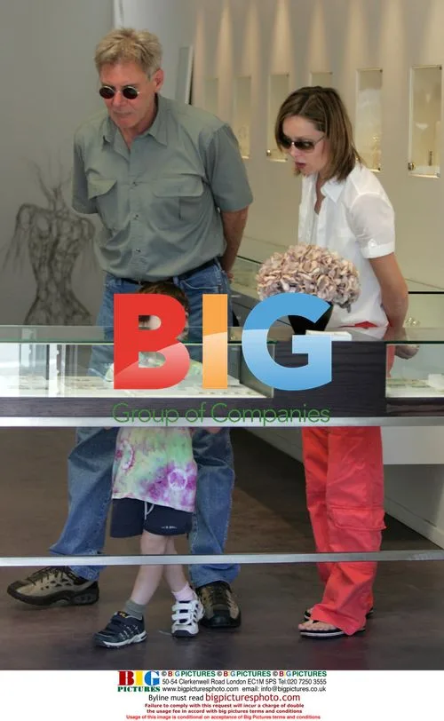 Calista Flockhart and Harrison Ford with son Liam shopping