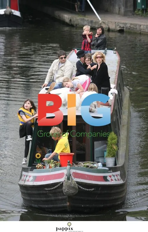 Sadie Frost and son on Regents Canal boat cruise