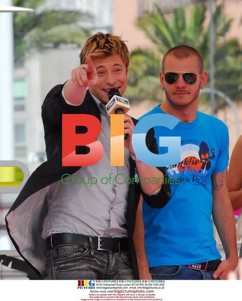 Duncan James arrives on boat for MTV event in Genoa