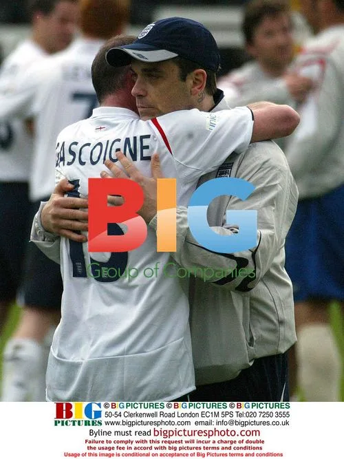 Robbie Williams at Soccer Aid match