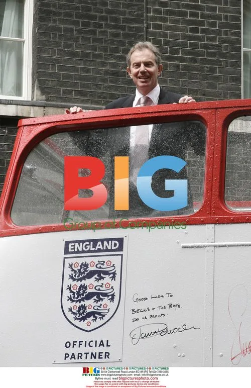 Tony Blair Signing England Supporters Bus