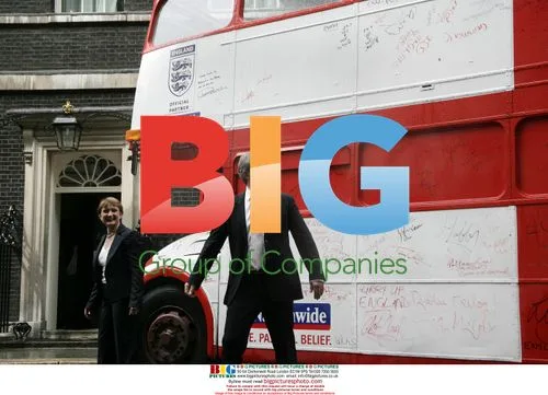 Tony Blair Poses on England Supporters Bus