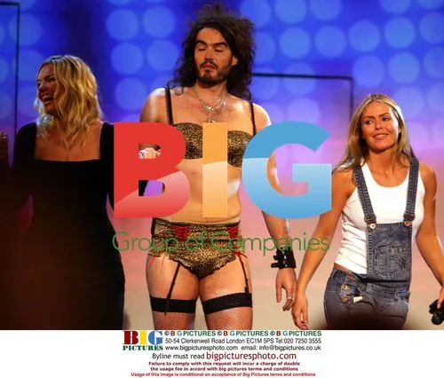 Kate Thornton, Russell Brand and Patsy Kensit on stage