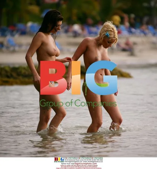 Sexy models relax on Barbados beach
