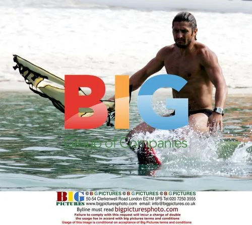 Former footballer Bixente Lizarazu water skiing in Mauritius
