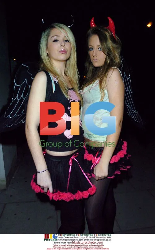Chantelle Pidgley and friend at Halloween party