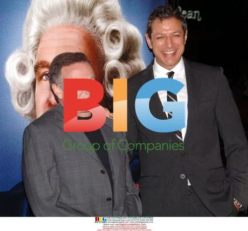 Actors Robin Williams and Jeff Goldblum at "Man of the Year" premiere