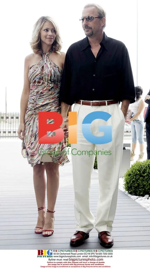 Kevin Costner, Christine Baumgartner, and Claudia Schiffer visit Porcelanosa factory