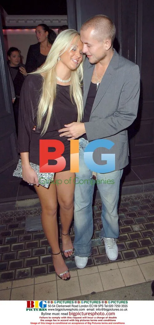 Lee Ottaway and girlfriend leaving Movida