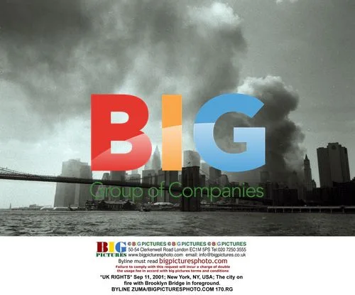 Lower Manhattan on Fire after 9/11 Attacks