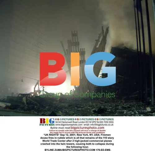 Firemen Douse Fires in WTC Rubble