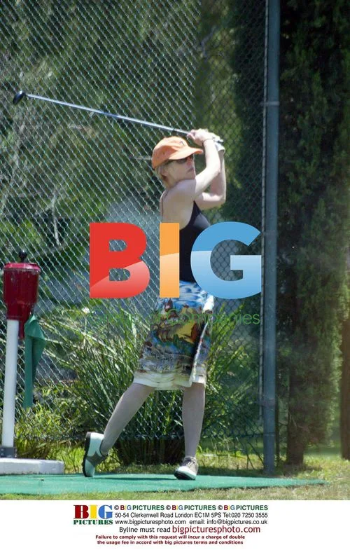 Sharon Stone Plays Golf with Family