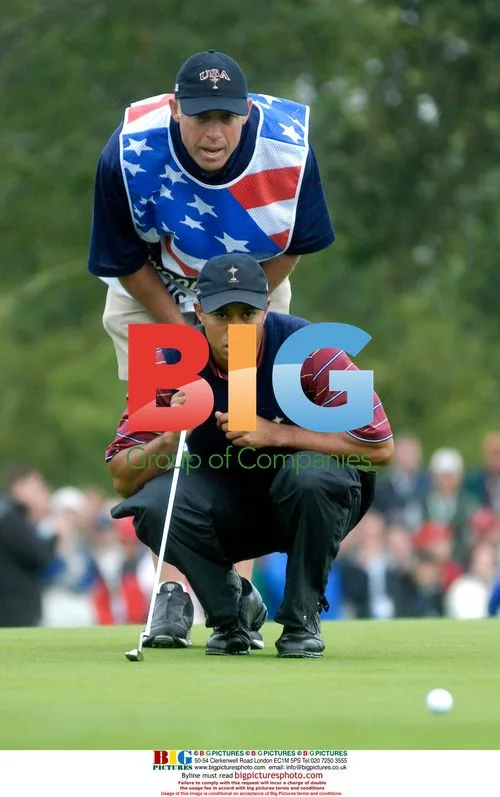 Tiger Woods and caddie at 2006 Ryder Cup