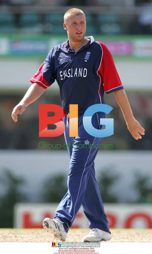 Freddie Flintoff in action at Cricket World Cup