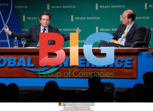 Michael J. Fox and Michael Milken at Milken Conference