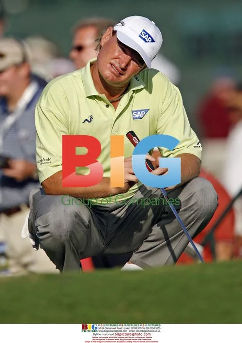 Ernie Els stretches before PGA Championship