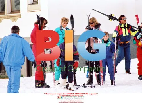 Lady Diana with sons in Lech, Austria