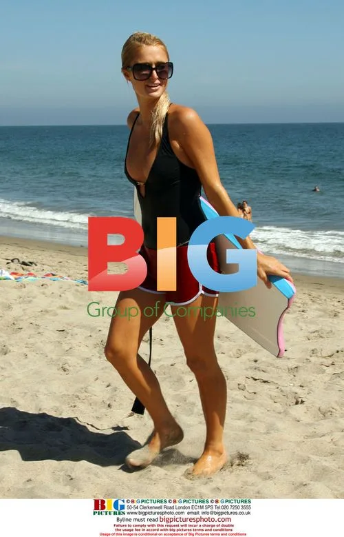 Paris Hilton Boogie Boarding in Malibu