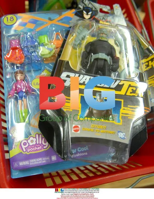 Polly Pocket and Batman toys at toy store