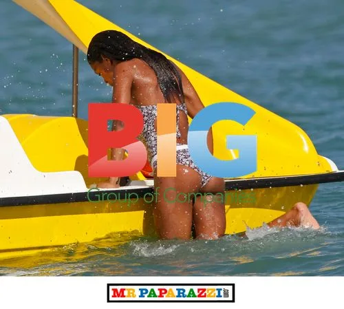 BB Charley Uchea Sliding Off Pedalo in Spain