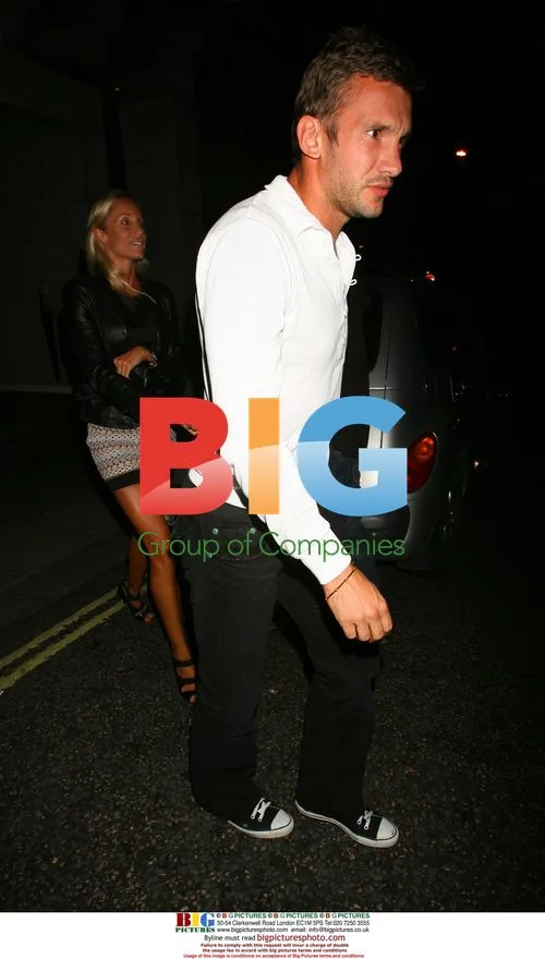 Andriy Shevchenko and wife Kristen Pazak leaving Nobu