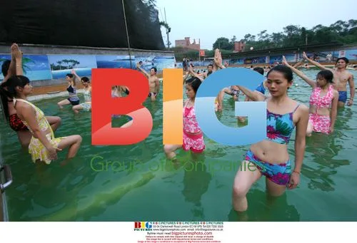 Instructor demonstrating water yoga