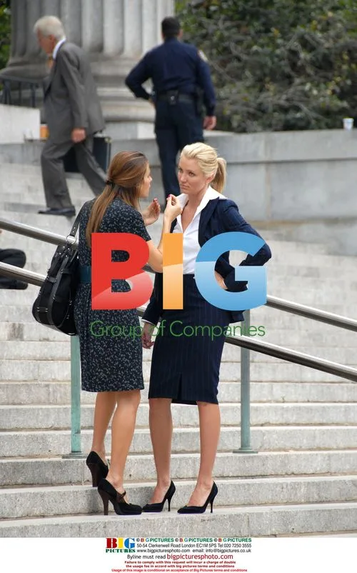 Cameron Diaz and Lake Bell on set of 'What Happens in Vegas'