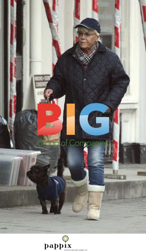 Wendy Richards walks dog in London